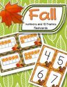 Fall theme number flashcards 0-20, plus a set of 10-frame flashcards, 0-20.