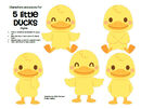 Characters and pieces for 5 Little Ducks Went Out One Day rhyme in color and b/w. 