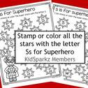 2 letter recognition printables - color all the Ss for superhero.