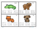 Animal alphabet writing cards A-Z. 4 to a page