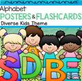 Set of alphabet posters, flashcards and coloring pages. 49 pgs