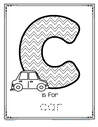 C is for car trace and color printable