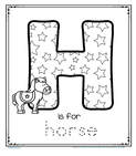 H is for horse alphabet trace and color printable
