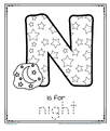 N is for night alphabet trace and color printable