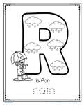 R s for rain alphabet trace and color printable