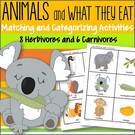 Match 14 animals with the food they eat; sort carnivores and herbivores; follow-up worksheet. MEMBERS