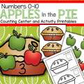 Apples and pies counting center to make for preschoolers 