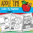 Apple time color by number 3 printables in b-w.