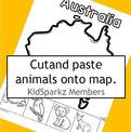 Australian animals - cut and paste onto map.