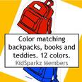 Color matching backpacks activity. 12 colors.