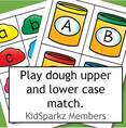 Alphabet matching upper and lower case letters center - play dough chunks to play dough containers.