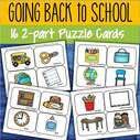 16 2-piece puzzle cards with a school theme