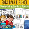 Sequencing cut and paste - child getting ready to go to school, in color and b/w plus coloring poster.