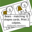12 shapes flashcards with a bear theme. 
