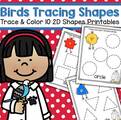 Shapes - 10 tracing printables with a bird theme
