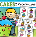 Cakes 2-piece puzzle cards - 16 cards, 