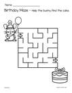 Birthday maze - help the bunny find the cake.