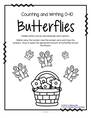 Writing, counting and drawing (or cutting and pasting) sets of butterflies 0-10, in b/w. 