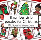 8 number strip puzzles for Christmas