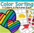 Categorizing 11 colors onto mats - 6 pictures for each mat.