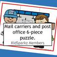 Mail carriers and post office 6-piece puzzle.