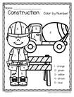 Construction theme color by number - 3 pages