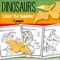 Dinosaurs color by number - 3 pages. 