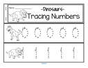 Dinosaur theme tracing numbers 0-20.  