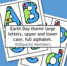 Earth Day theme. Lower case alphabet.