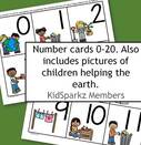 Earth Day theme. Numbers 0 to 20 