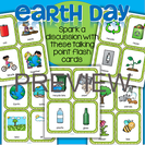Set of 20 talking point flashcards for Earth Day and every day, with ideas for use.