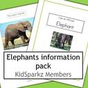 Elephant facts  informational activity booklet - 12 pgs.