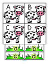 Cows and grass alphabet cards - match upper and lower case. 
