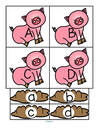 Pigs playing in mud - match upper and lower case letters.Picture