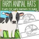 8 farm animals hats - cow horse sheep pig chicken goat turkey herding dog.