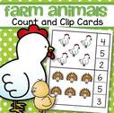Farm animals count and clip center, 2 levels of difficulty. 13 pages.