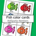 Fish color cards - 11 colors, black print labels.