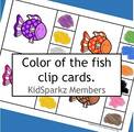 Fish colors clip cards - 11 colors. Clip with clothes pin, or cover with a counter. 
