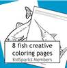 Fish theme labeled coloring printables. (8)