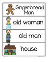 Gingerbread Man vocabulary word wall - 11 words.
