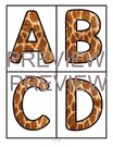 Giraffe texture large letters alphabet upper and lower case. 4 to a page. 