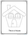 Trace the house. Draw related house items. 