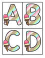 Ice creams large alphabet flashcards - upper and lower case.
