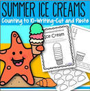 Tracing, counting and drawing (or cutting and pasting) sets of ice cream scoops, 0-10,