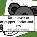 Koala mask, color and b-w.