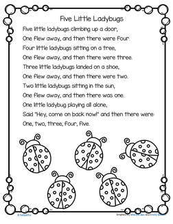 Five Little Ladybugs count and color rhyme