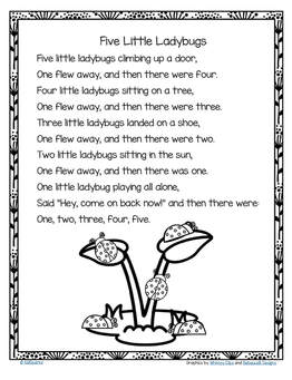 Five Little Ladybugs count read and color rhyme