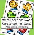 Mittens alphabet flashcards - match upper and lower case.
