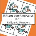 Mittens counting cards - 0-10. 