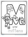 M is for Mittens - trace and color alphabet printable